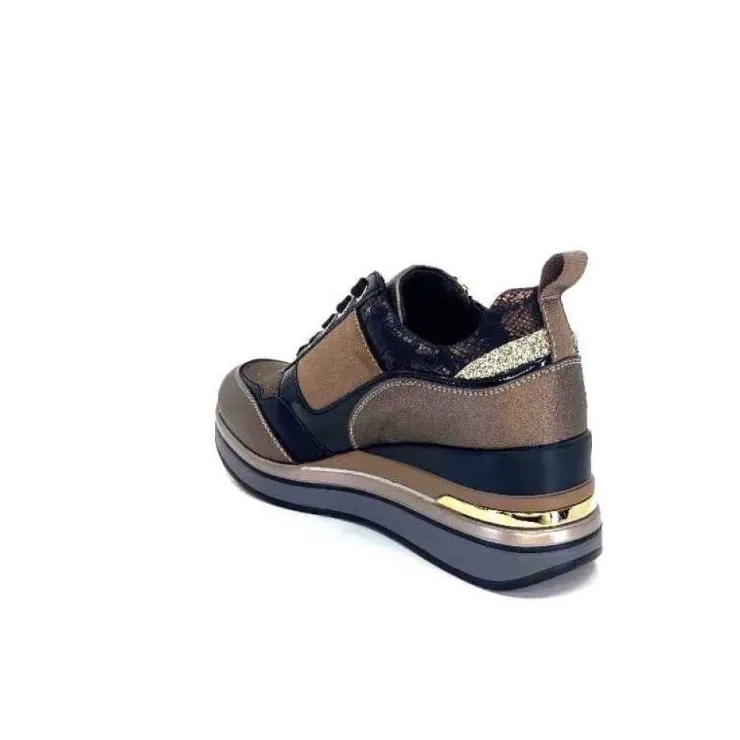 Ivoire0130a Ivoire 6Q4954 Cuir Bronze*Femme Baskets