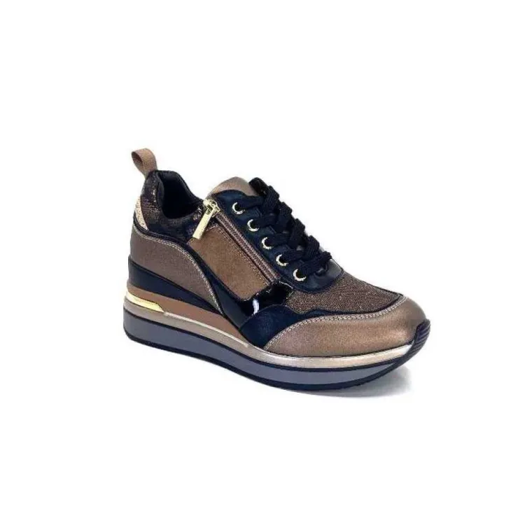 Ivoire0130a Ivoire 6Q4954 Cuir Bronze*Femme Baskets