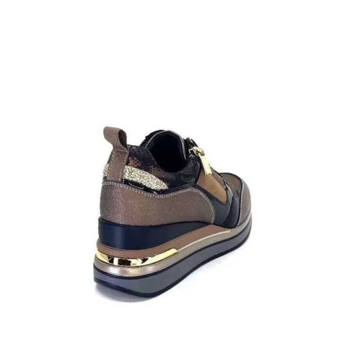 Ivoire0130a Ivoire 6Q4954 Cuir Bronze*Femme Baskets