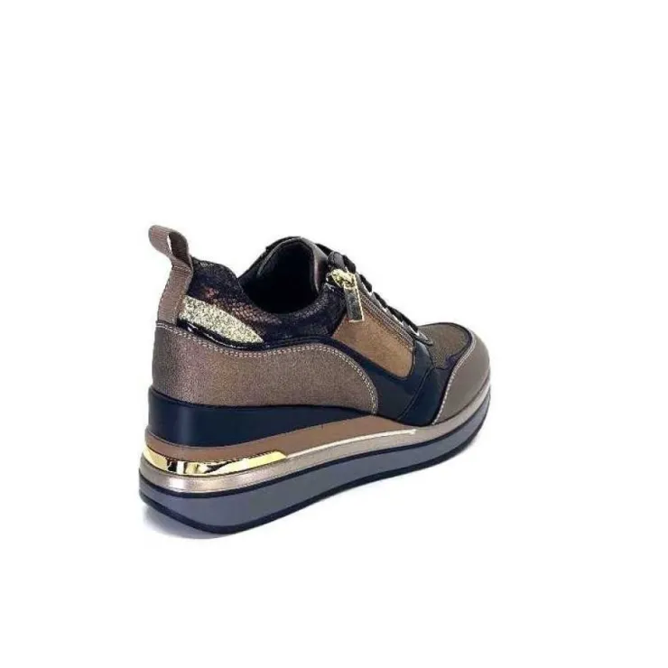 Ivoire0130a Ivoire 6Q4954 Cuir Bronze*Femme Baskets
