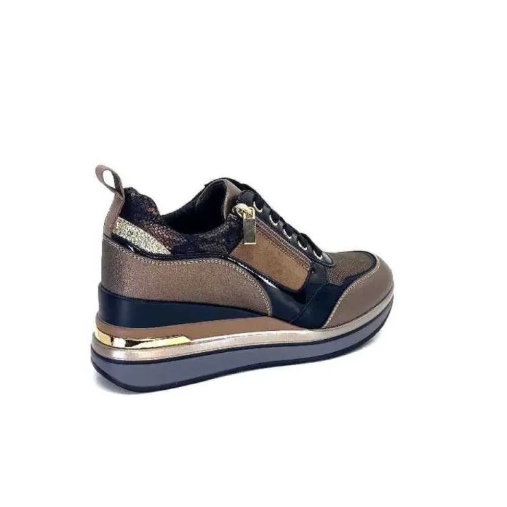 Ivoire0130a Ivoire 6Q4954 Cuir Bronze*Femme Baskets