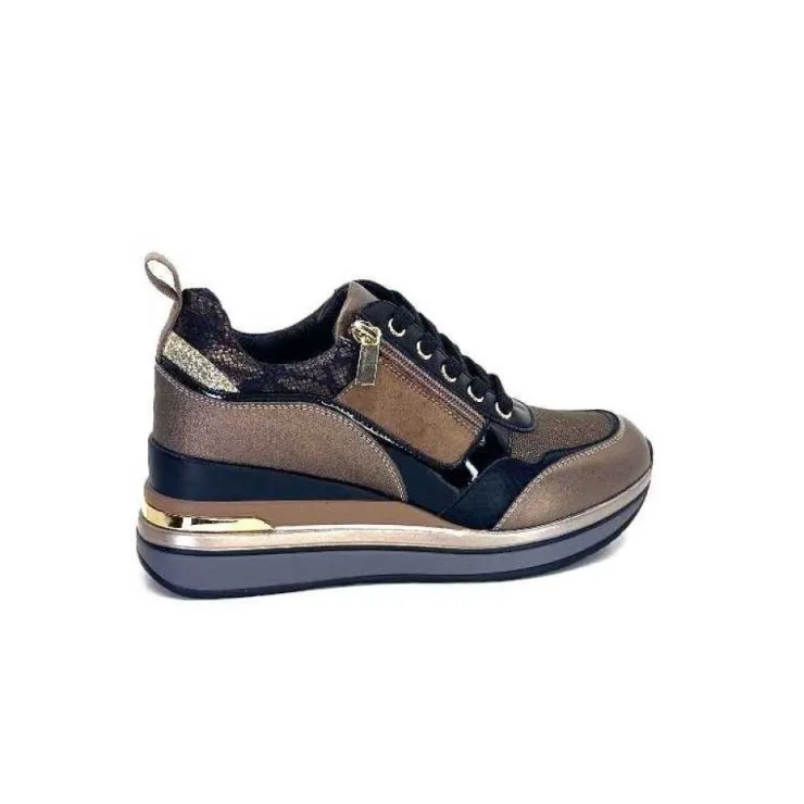 Ivoire0130a Ivoire 6Q4954 Cuir Bronze*Femme Baskets