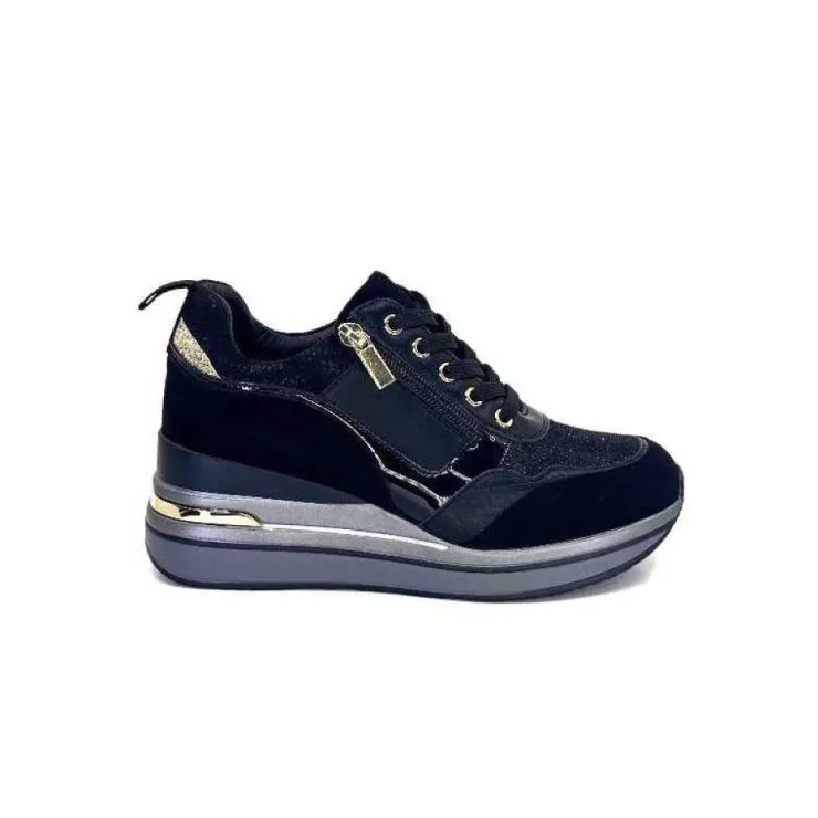 Ivoire0130a Ivoire 6Q4954 Daim Noir*Femme Baskets