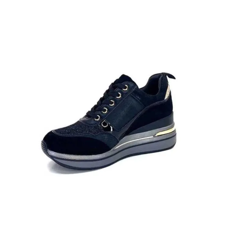 Ivoire0130a Ivoire 6Q4954 Daim Noir*Femme Baskets
