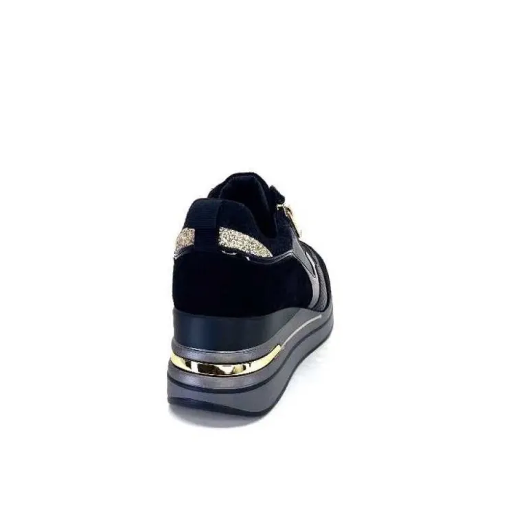 Ivoire0130a Ivoire 6Q4954 Daim Noir*Femme Baskets