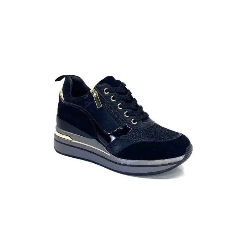 Ivoire0130a Ivoire 6Q4954 Daim Noir*Femme Baskets
