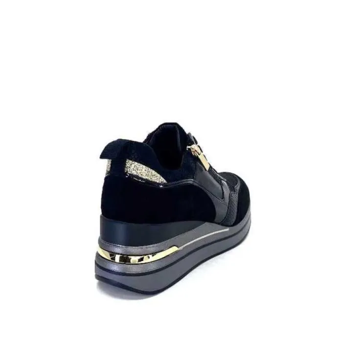 Ivoire0130a Ivoire 6Q4954 Daim Noir*Femme Baskets
