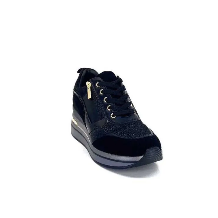 Ivoire0130a Ivoire 6Q4954 Daim Noir*Femme Baskets