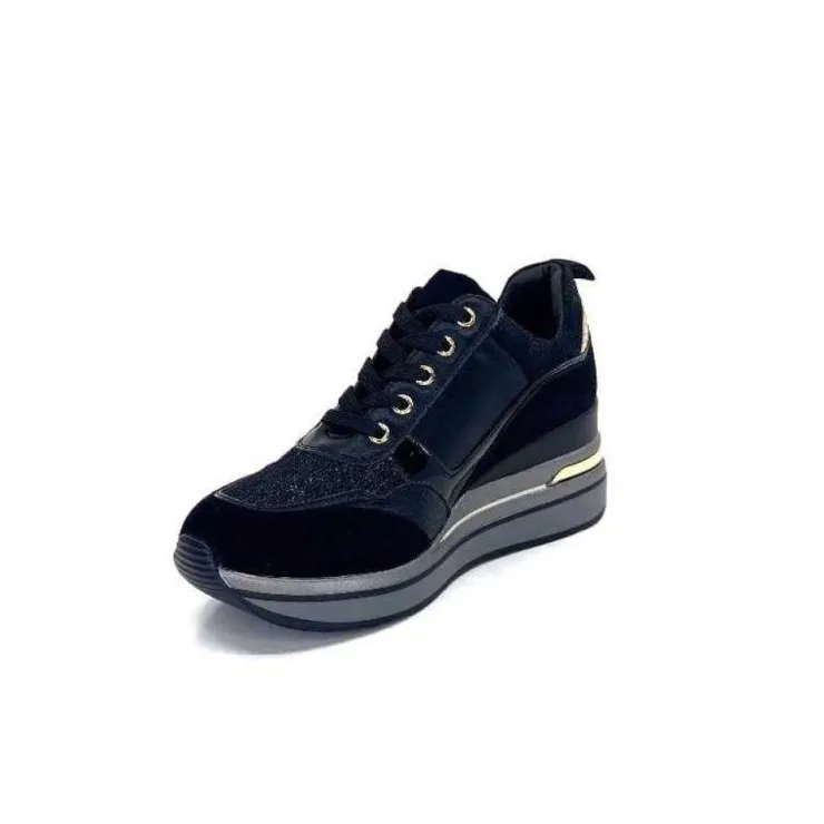 Ivoire0130a Ivoire 6Q4954 Daim Noir*Femme Baskets