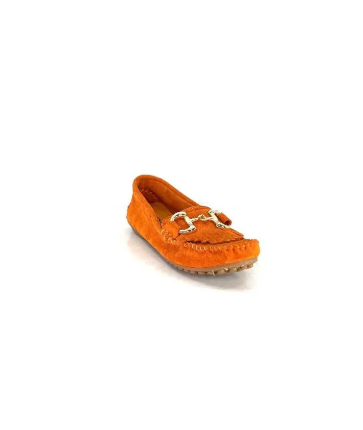 gloria Ivoire Rk13 Daim Orange*Femme Mocassins