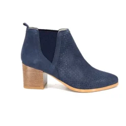 Ivoire0352a Ivoire S674 Cuir Daim Bleu Marine*Femme Bottines Eté