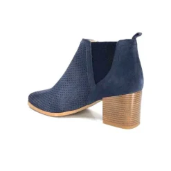 Ivoire0352a Ivoire S674 Cuir Daim Bleu Marine*Femme Bottines Eté