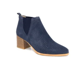 Ivoire0352a Ivoire S674 Cuir Daim Bleu Marine*Femme Bottines Eté