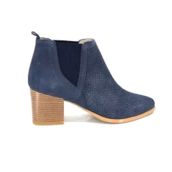 Ivoire0352a Ivoire S674 Cuir Daim Bleu Marine*Femme Bottines Eté