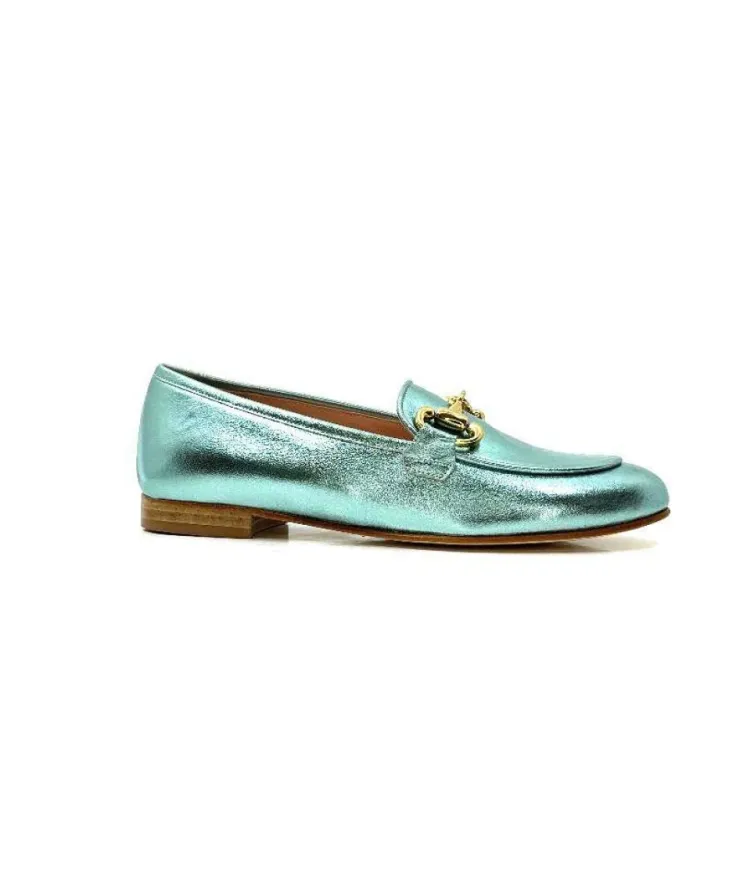 eclair paris Ivoire S102 Cuir Metal Turquoise*Femme Mocassins