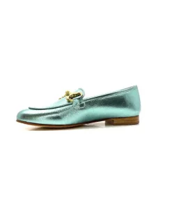 eclair paris Ivoire S102 Cuir Metal Turquoise*Femme Mocassins