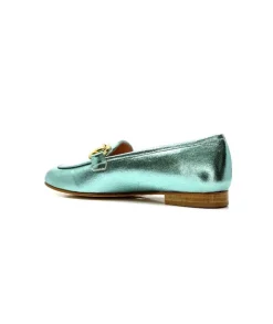 eclair paris Ivoire S102 Cuir Metal Turquoise*Femme Mocassins