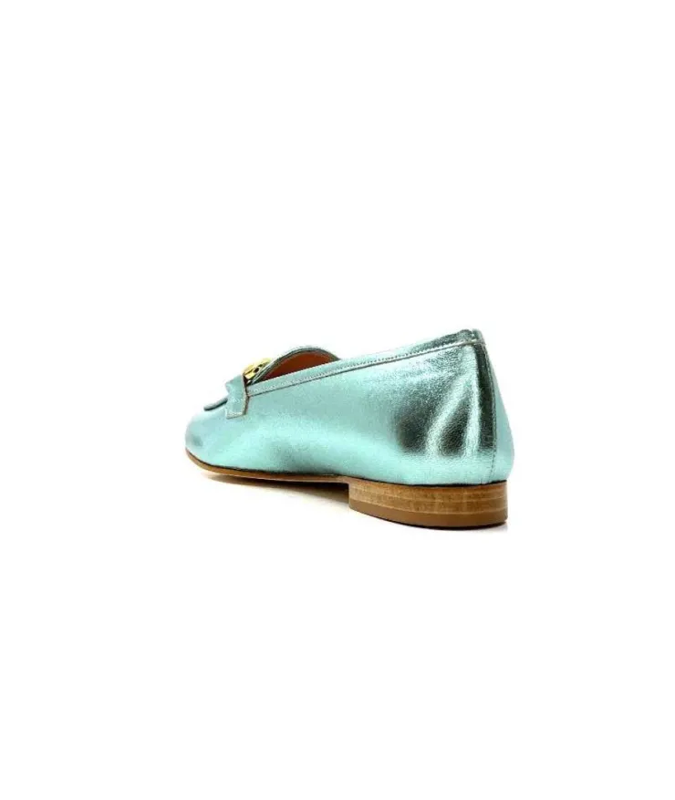 eclair paris Ivoire S102 Cuir Metal Turquoise*Femme Mocassins