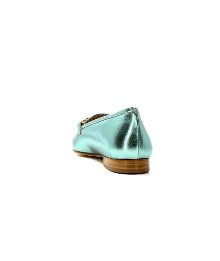 eclair paris Ivoire S102 Cuir Metal Turquoise*Femme Mocassins