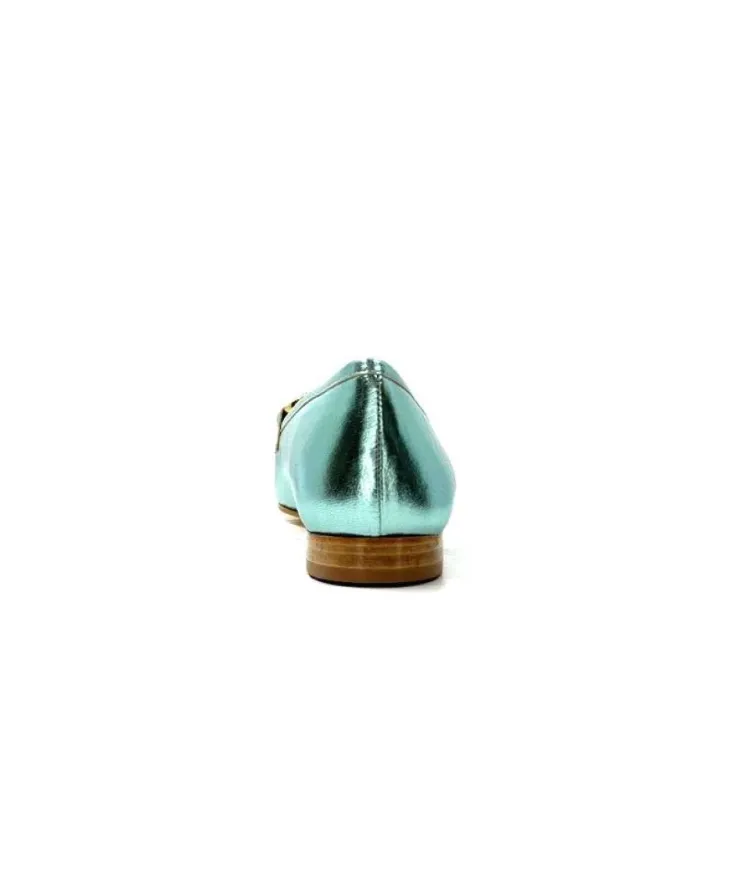 eclair paris Ivoire S102 Cuir Metal Turquoise*Femme Mocassins