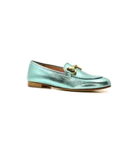 eclair paris Ivoire S102 Cuir Metal Turquoise*Femme Mocassins