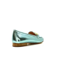 eclair paris Ivoire S102 Cuir Metal Turquoise*Femme Mocassins