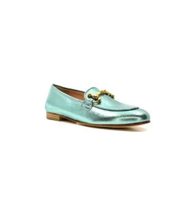 eclair paris Ivoire S102 Cuir Metal Turquoise*Femme Mocassins