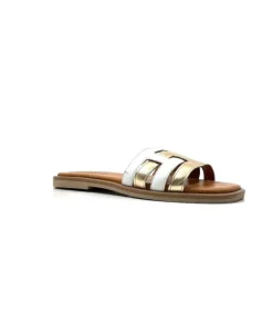gloria Ivoire Tml 28 Cuir Blanc Or*Femme Mules