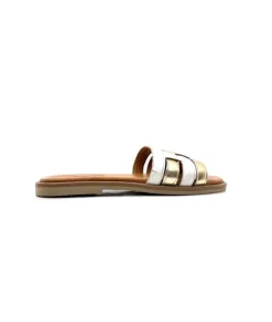 gloria Ivoire Tml 28 Cuir Blanc Or*Femme Mules