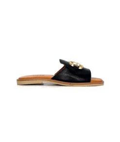 gloria Ivoire Tml 27 Cuir Noir*Femme Mules
