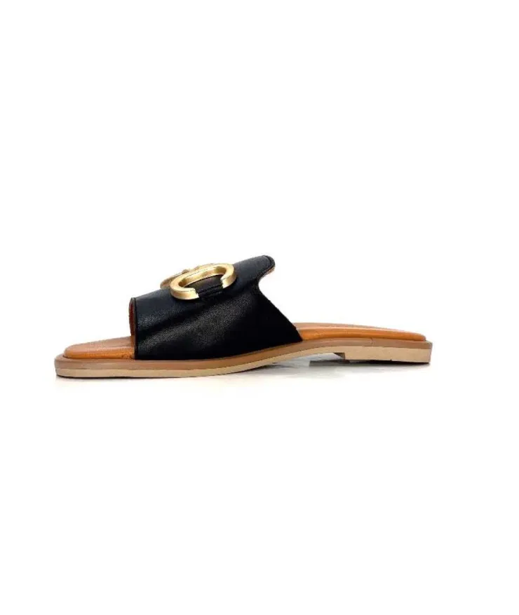 gloria Ivoire Tml 27 Cuir Noir*Femme Mules