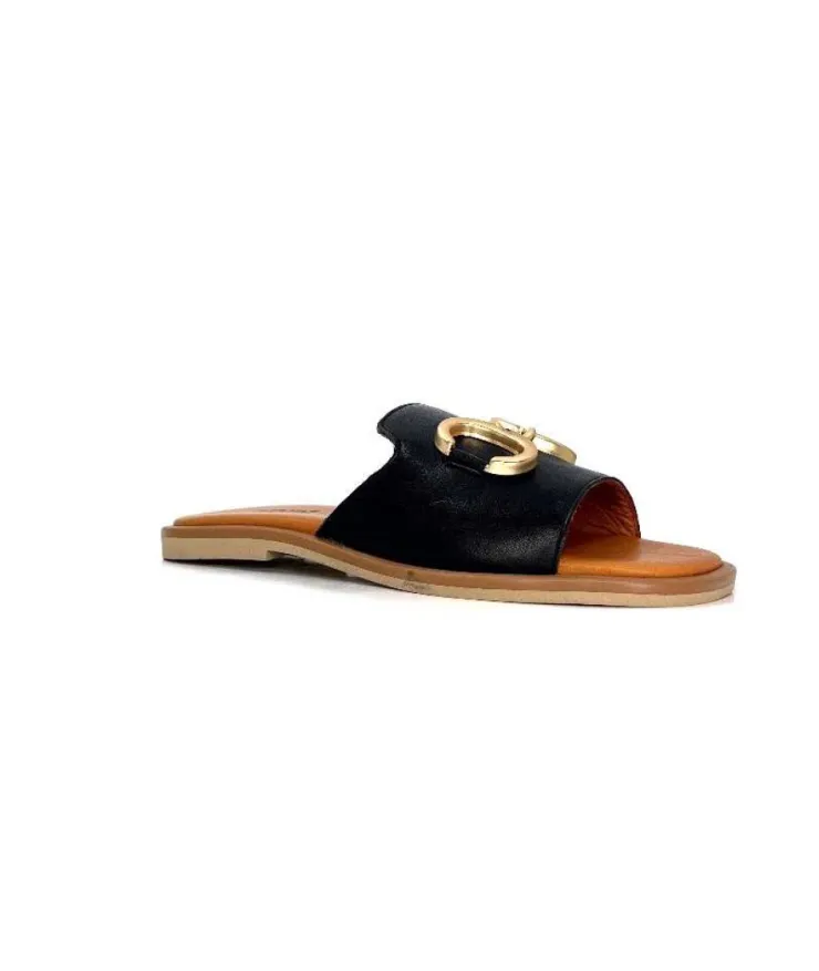 gloria Ivoire Tml 27 Cuir Noir*Femme Mules