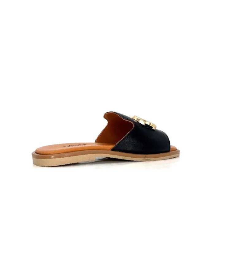 gloria Ivoire Tml 27 Cuir Noir*Femme Mules