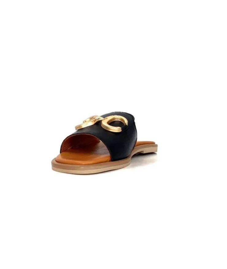 gloria Ivoire Tml 27 Cuir Noir*Femme Mules