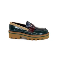 JHay J.Hay 1128 Cuir Glacee Vert Noir Bordeaux*Femme Mocassins