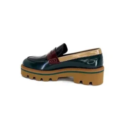 JHay J.Hay 1128 Cuir Glacee Vert Noir Bordeaux*Femme Mocassins