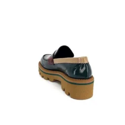 JHay J.Hay 1128 Cuir Glacee Vert Noir Bordeaux*Femme Mocassins