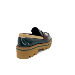 JHay J.Hay 1128 Cuir Glacee Vert Noir Bordeaux*Femme Mocassins