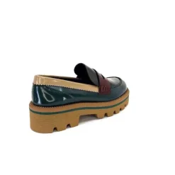 JHay J.Hay 1128 Cuir Glacee Vert Noir Bordeaux*Femme Mocassins
