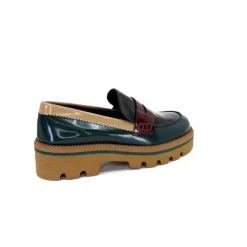 JHay J.Hay 1128 Cuir Glacee Vert Noir Bordeaux*Femme Mocassins
