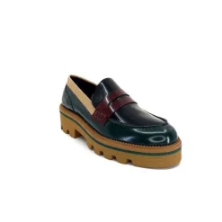JHay J.Hay 1128 Cuir Glacee Vert Noir Bordeaux*Femme Mocassins