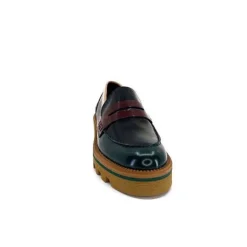 JHay J.Hay 1128 Cuir Glacee Vert Noir Bordeaux*Femme Mocassins