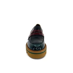 JHay J.Hay 1128 Cuir Glacee Vert Noir Bordeaux*Femme Mocassins