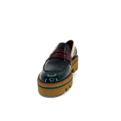 JHay J.Hay 1128 Cuir Glacee Vert Noir Bordeaux*Femme Mocassins