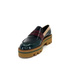 JHay J.Hay 1128 Cuir Glacee Vert Noir Bordeaux*Femme Mocassins