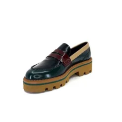 JHay J.Hay 1128 Cuir Glacee Vert Noir Bordeaux*Femme Mocassins