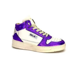 Méliné Meline 22Db Cuir Creme Et Violet*Femme Baskets