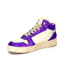 Méliné Meline 22Db Cuir Creme Et Violet*Femme Baskets