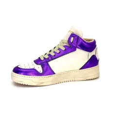 Méliné Meline 22Db Cuir Creme Et Violet*Femme Baskets