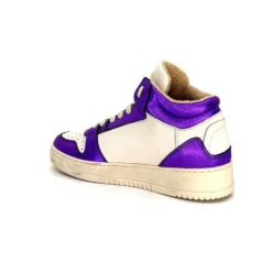 Méliné Meline 22Db Cuir Creme Et Violet*Femme Baskets